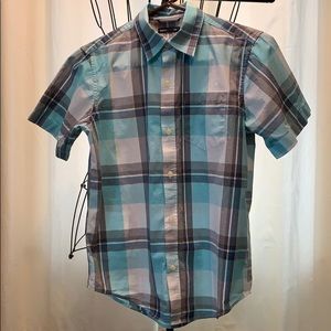 GAPKids boys blue checked button down shirt